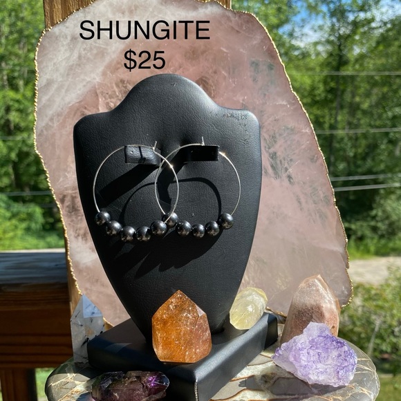 COPY - Sterling Silver Genuine Shungite Earrings - Picture 1 of 2